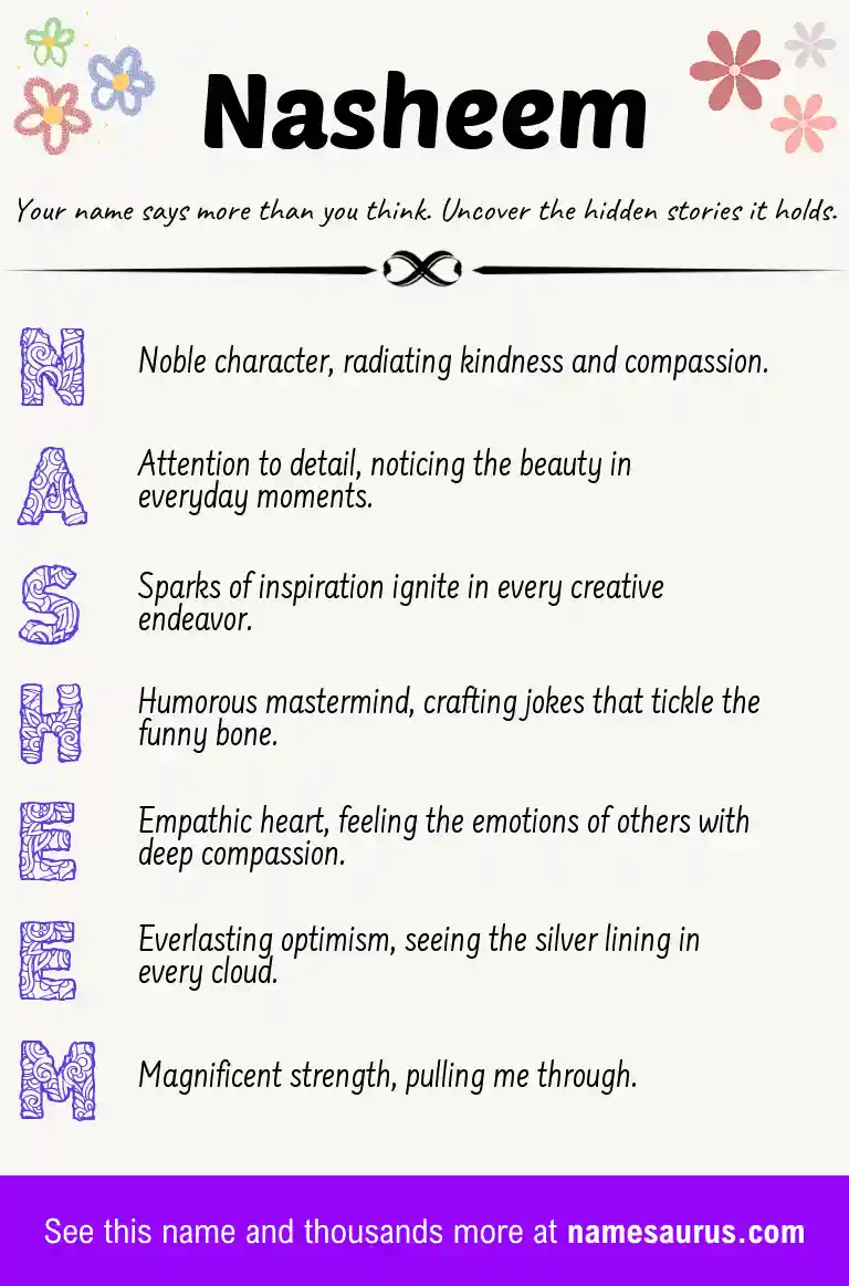 Acrostic poem about Nasheem.