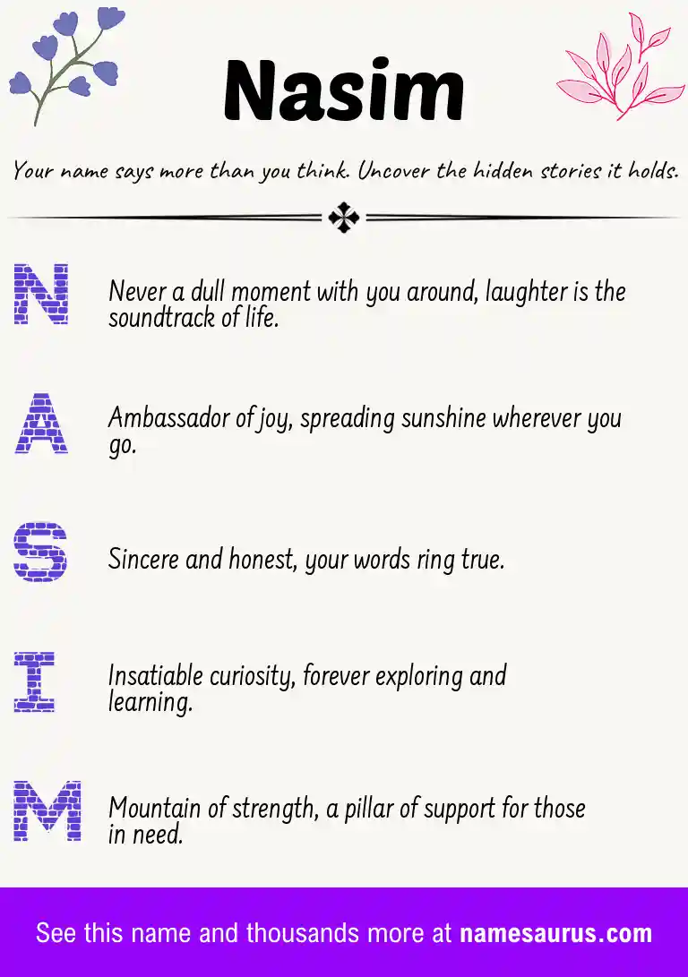 Acrostic poem about Nasim.