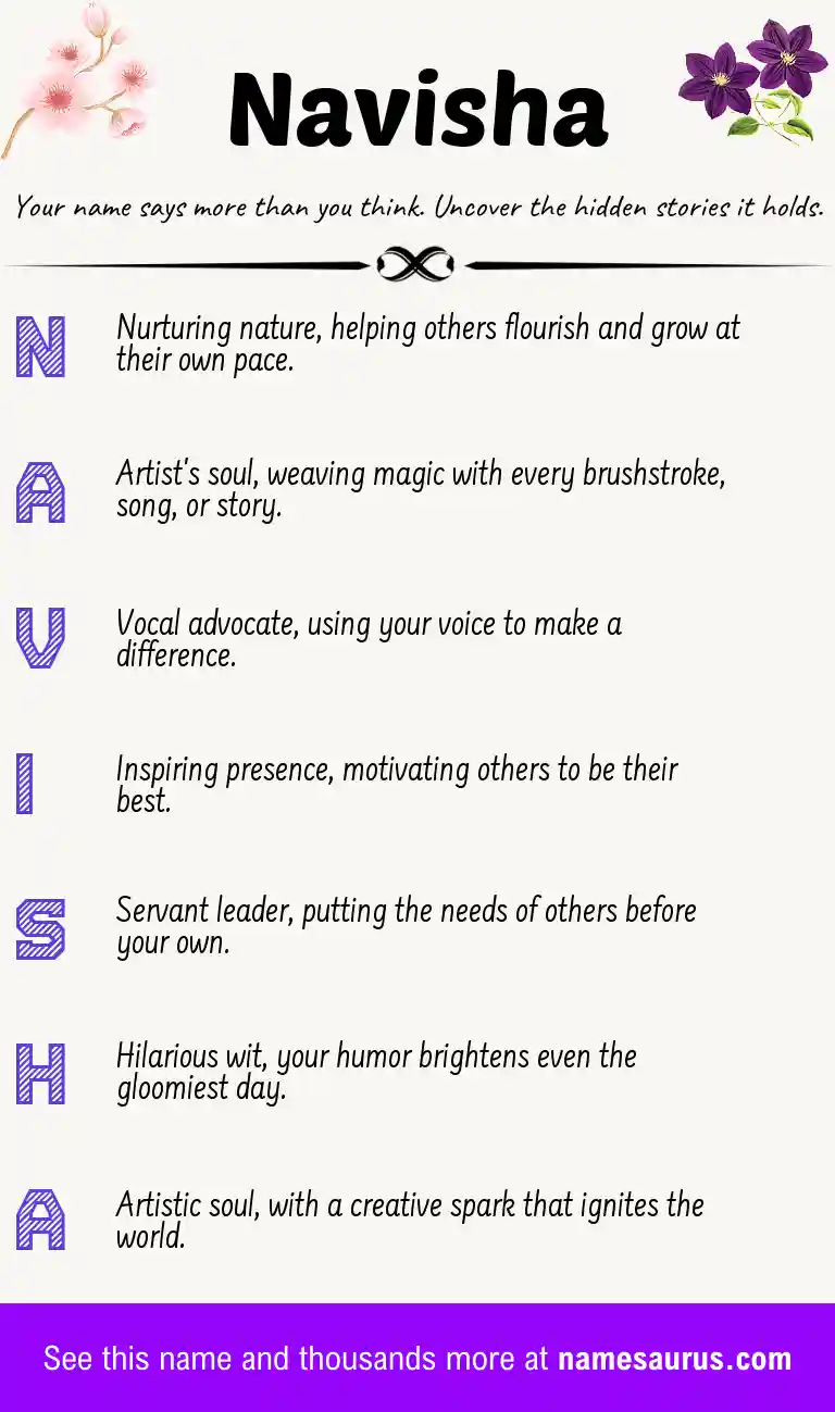 Acrostic poem about Navisha.