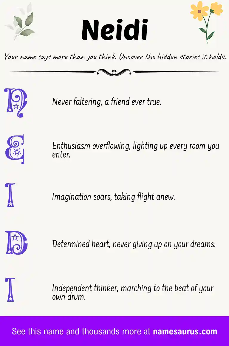 Acrostic poem about Neidi.