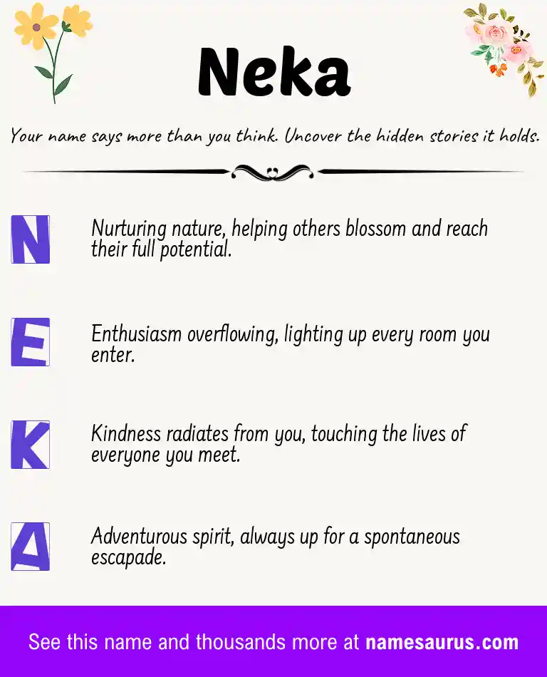 Acrostic poem about Neka.