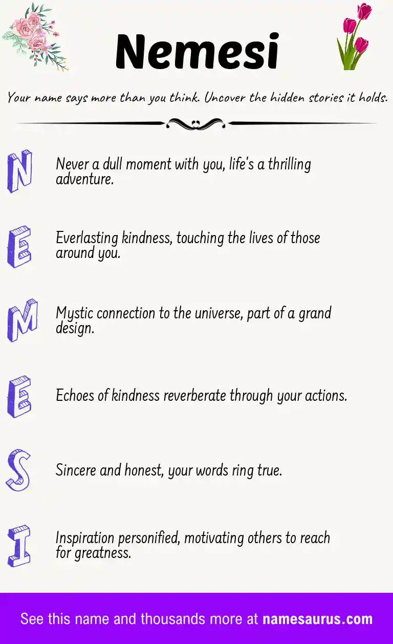 Acrostic poem about Nemesi.