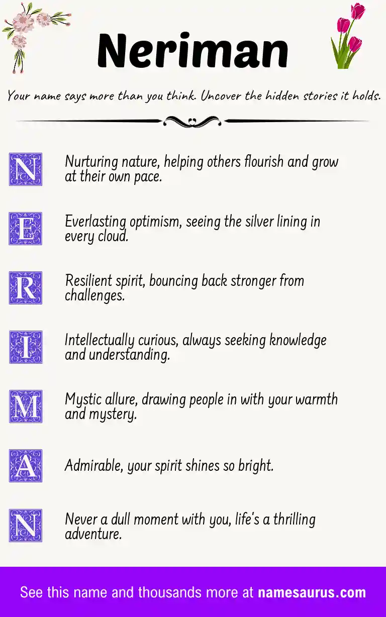 Acrostic poem about Neriman.
