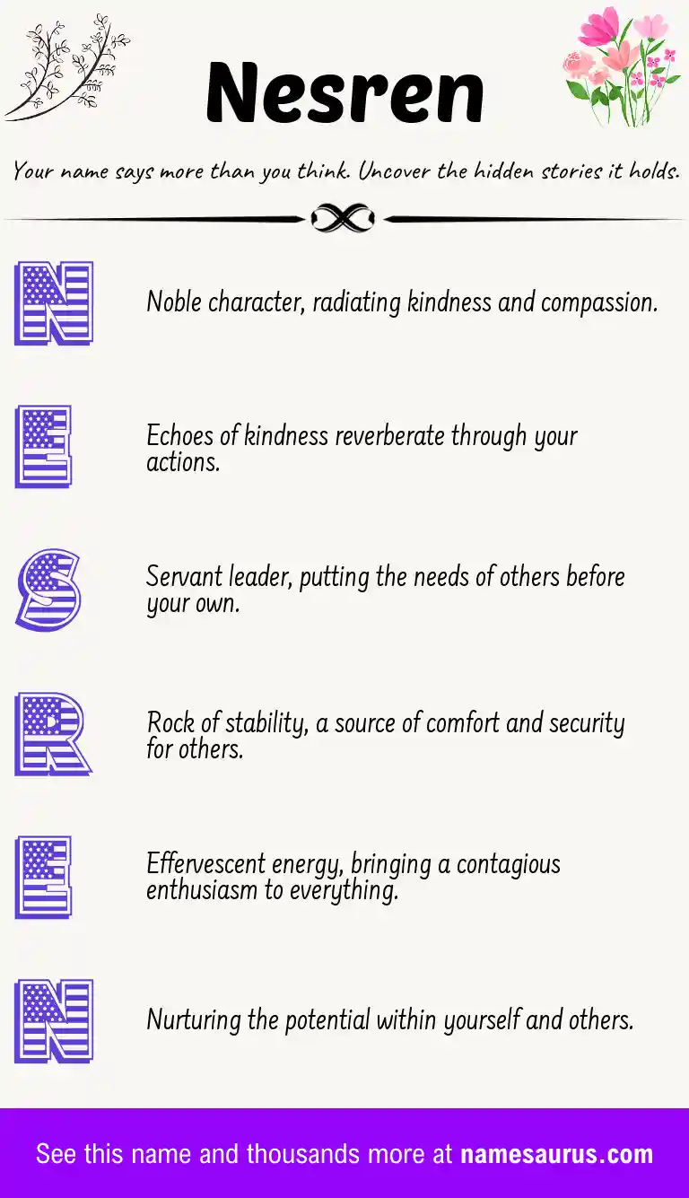 Acrostic poem about Nesren.