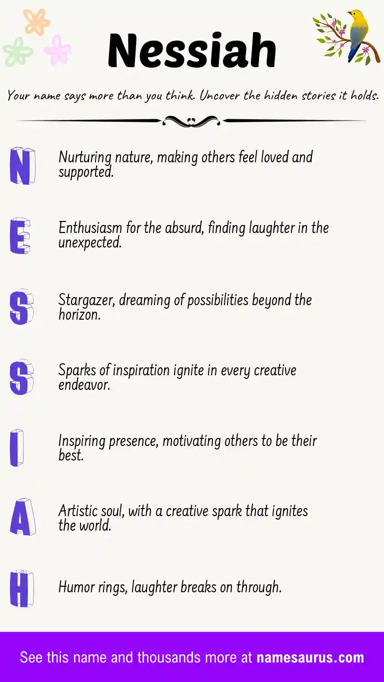 Acrostic poem about Nessiah.