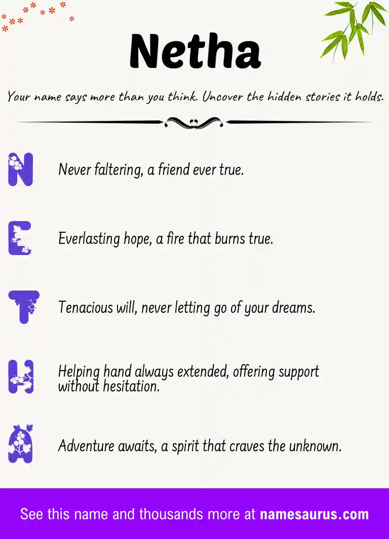 Acrostic poem about Netha.