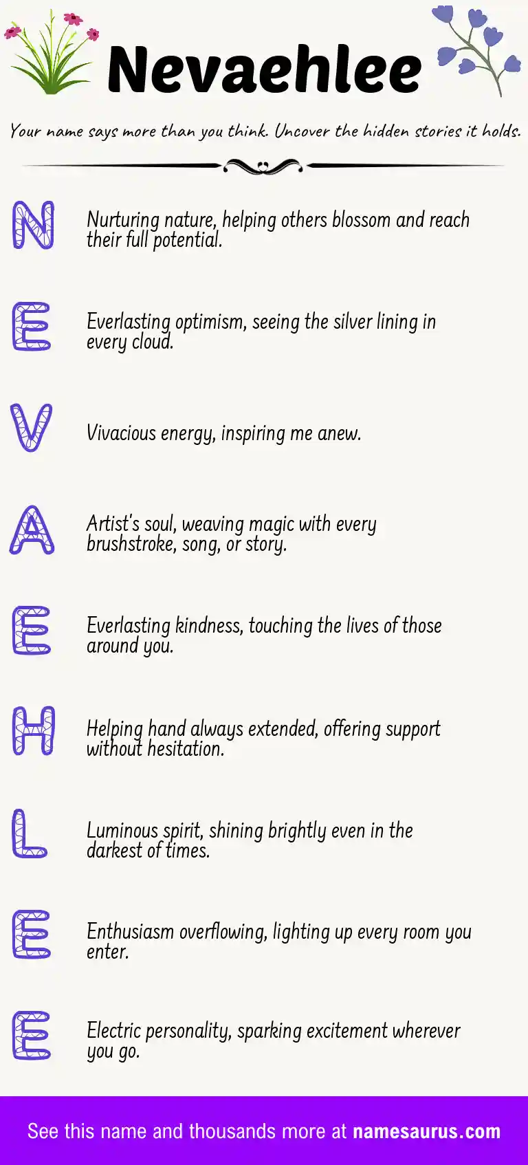 Acrostic poem about Nevaehlee.
