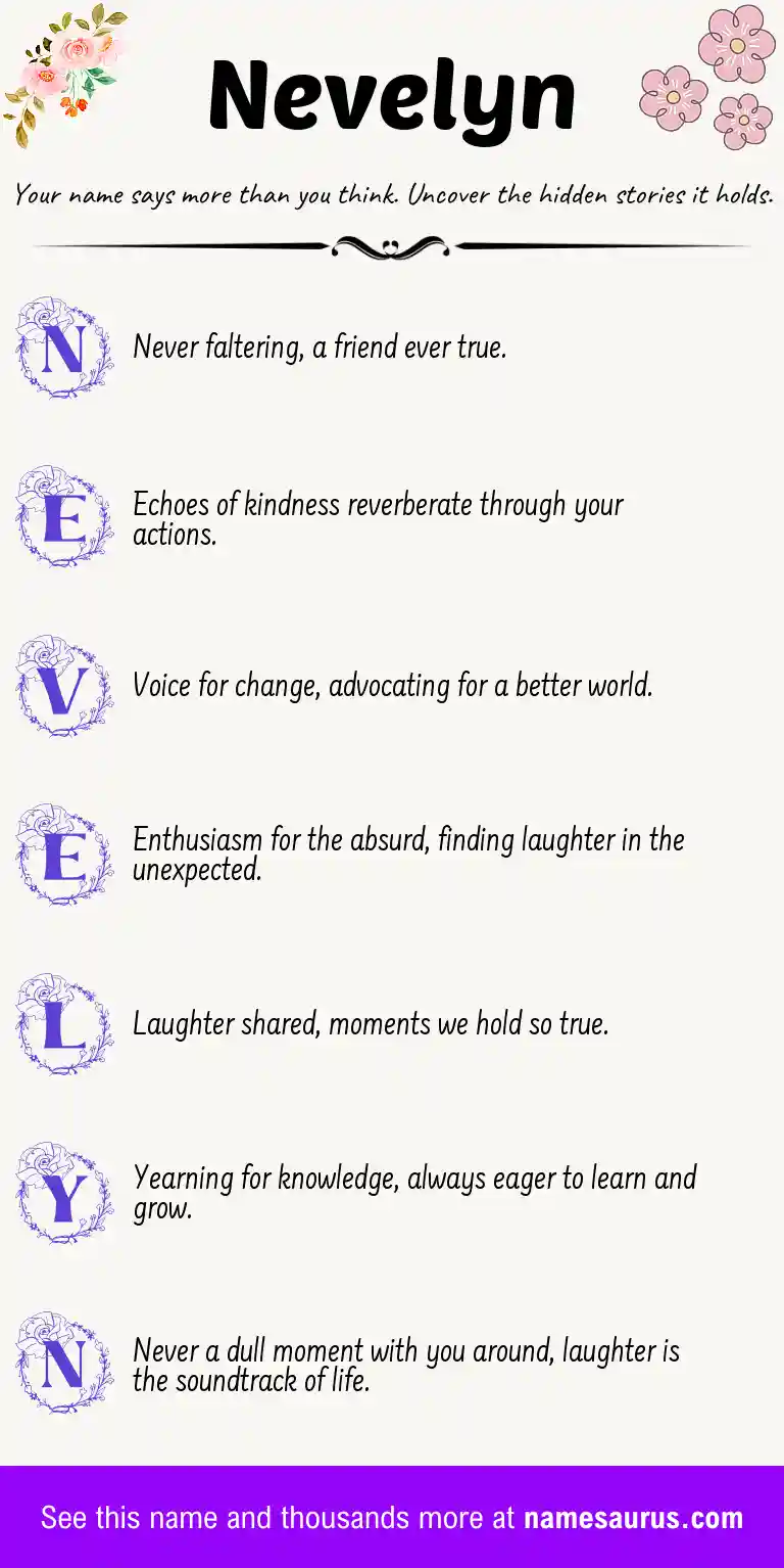 Acrostic poem about Nevelyn.