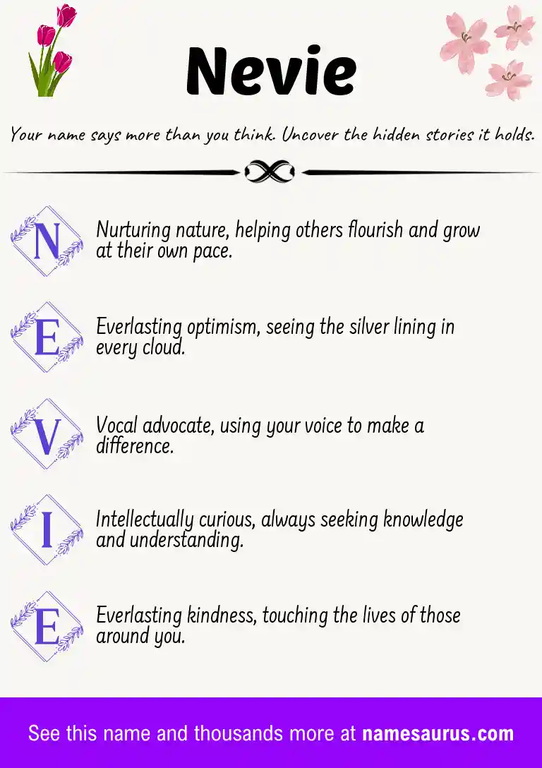 Acrostic poem about Nevie.