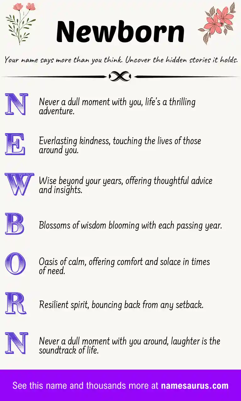 Acrostic poem about Newborn.