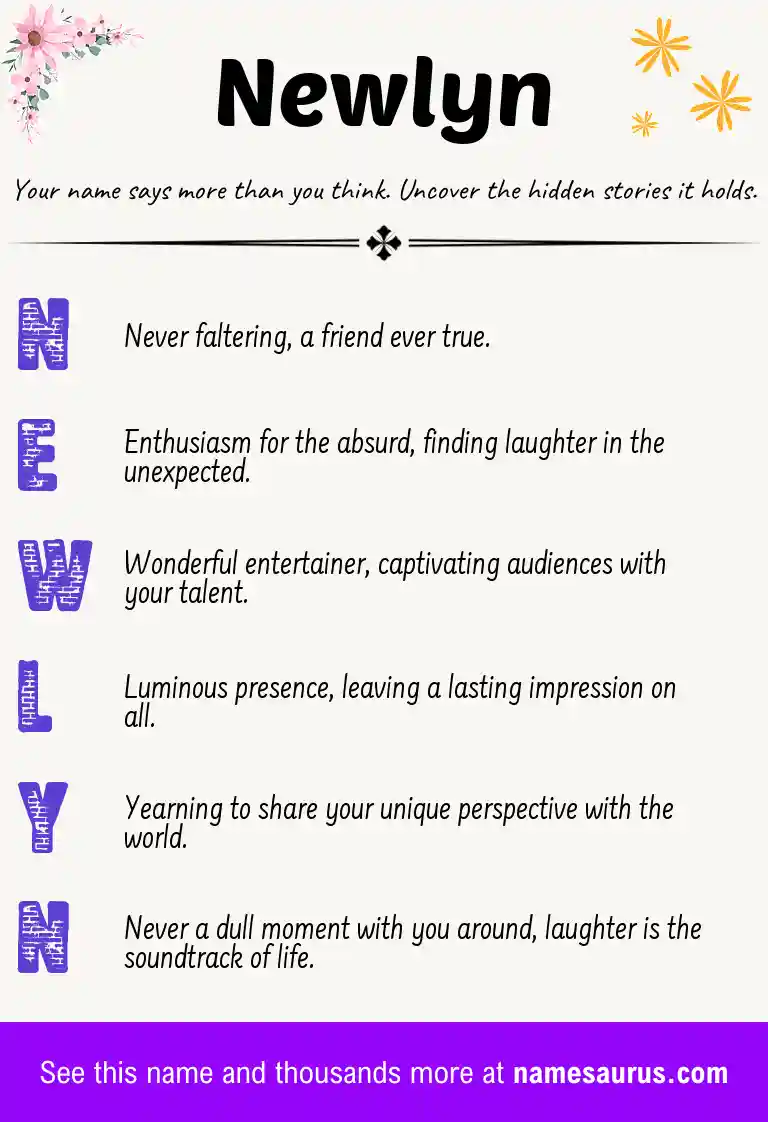 Acrostic poem about Newlyn.