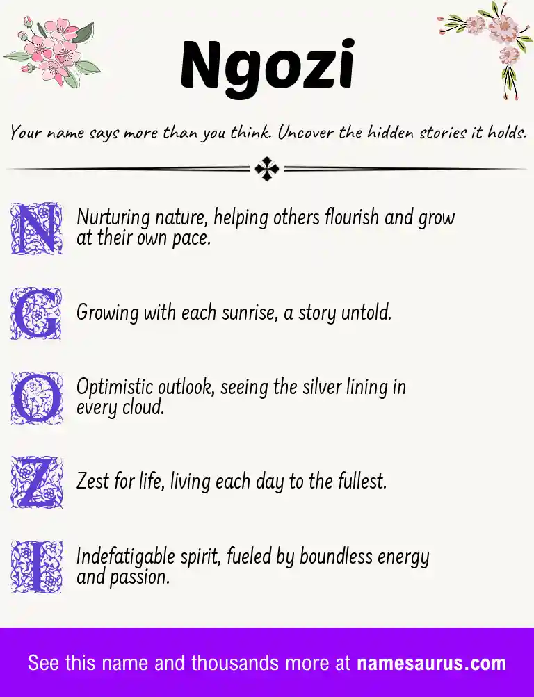 Acrostic poem about Ngozi.