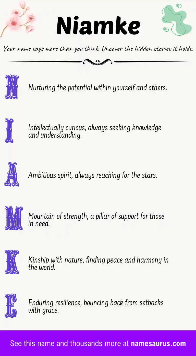 Acrostic poem about Niamke.