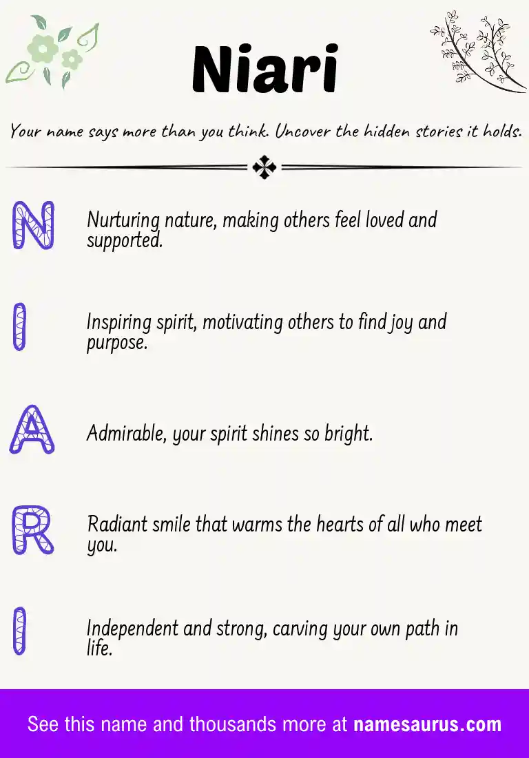 Acrostic poem about Niari.