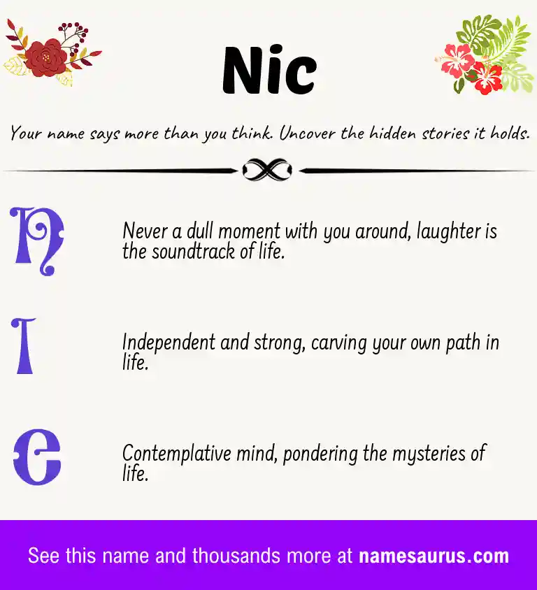 Acrostic poem about Nic.