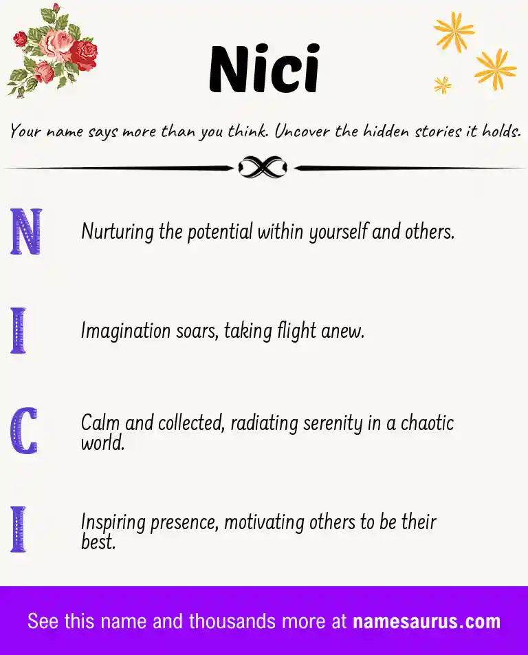Acrostic poem about Nici.