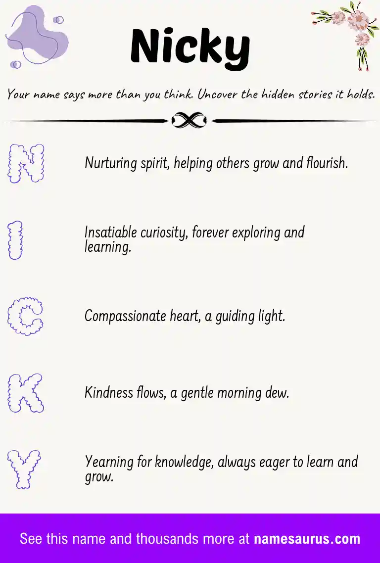 Acrostic poem about Nicky.