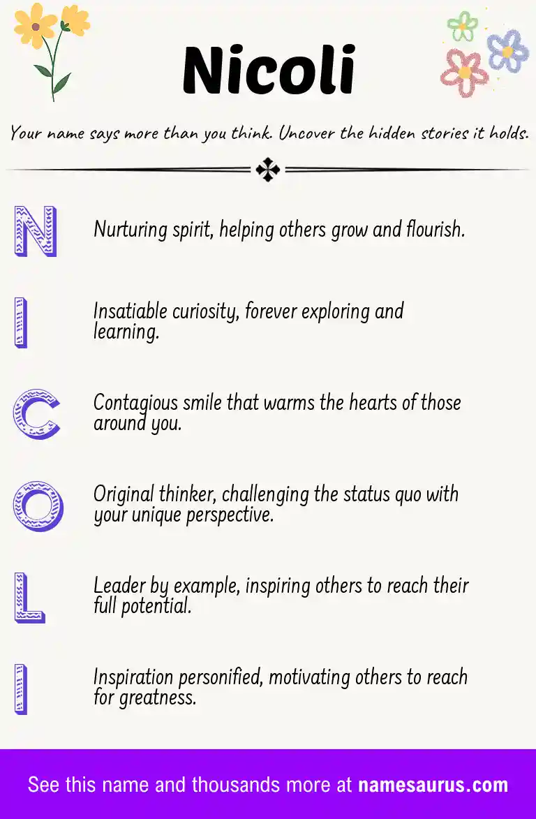 Acrostic poem about Nicoli.