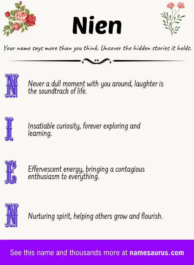 Acrostic poem about Nien.