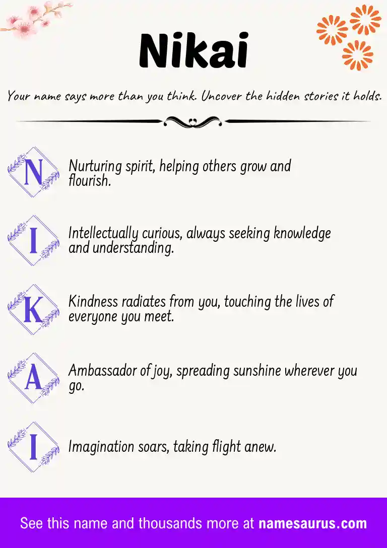 Acrostic poem about Nikai.