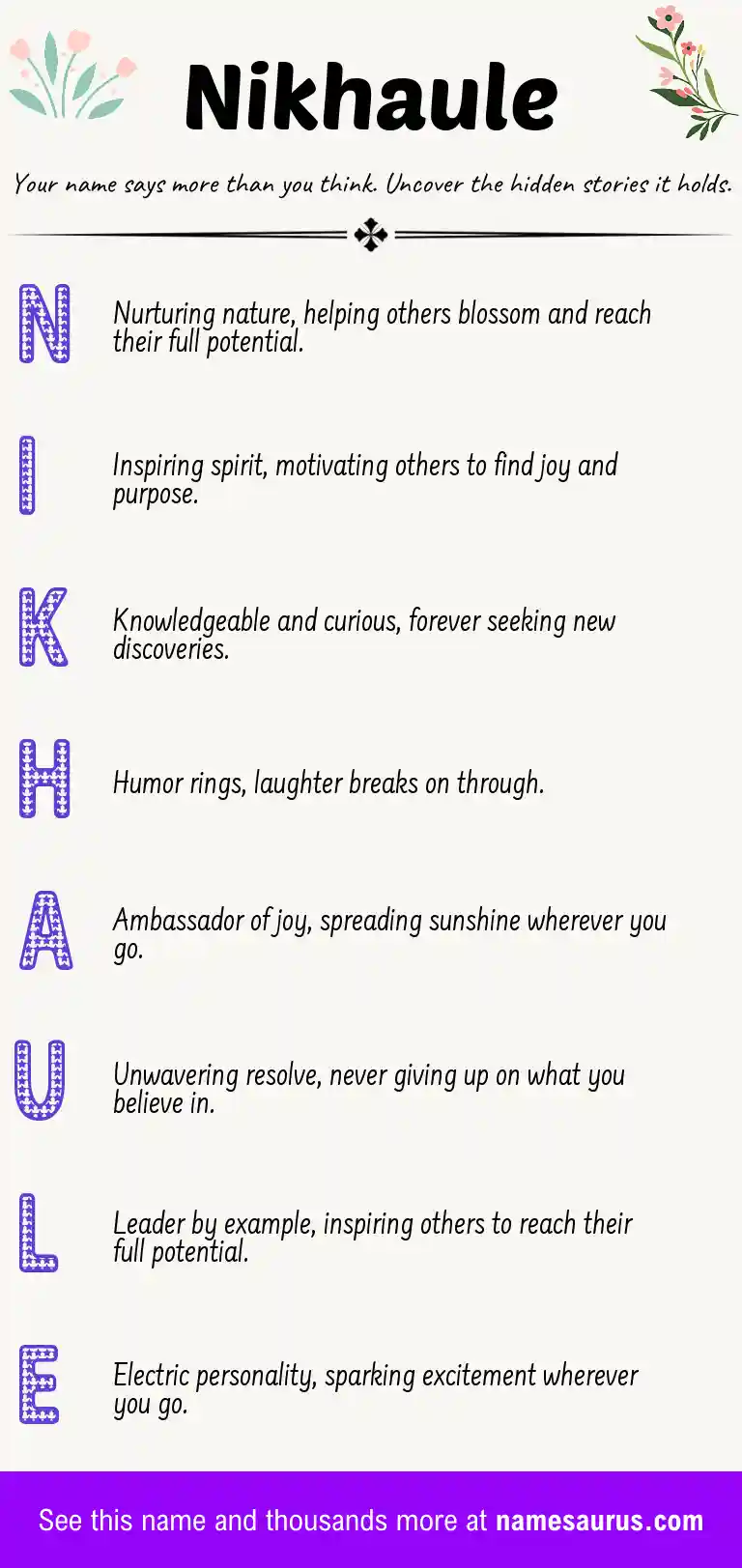 Acrostic poem about Nikhaule.