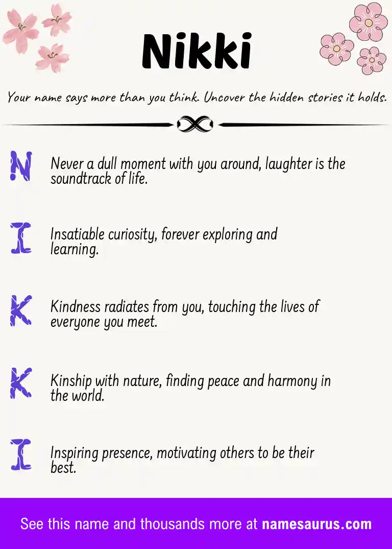 Acrostic poem about Nikki.