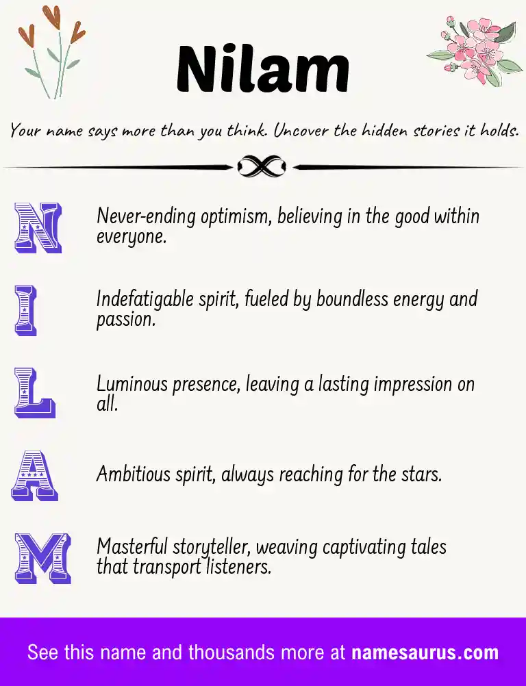 Acrostic poem about Nilam.