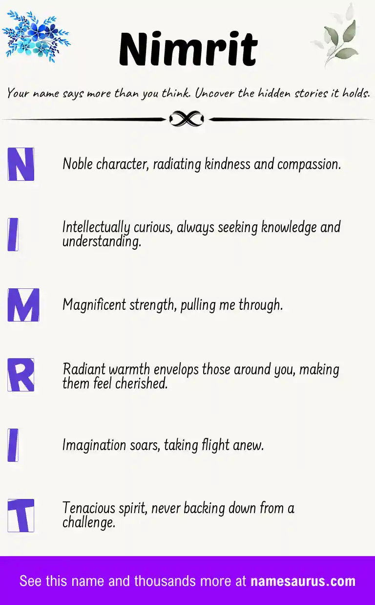 Acrostic poem about Nimrit.