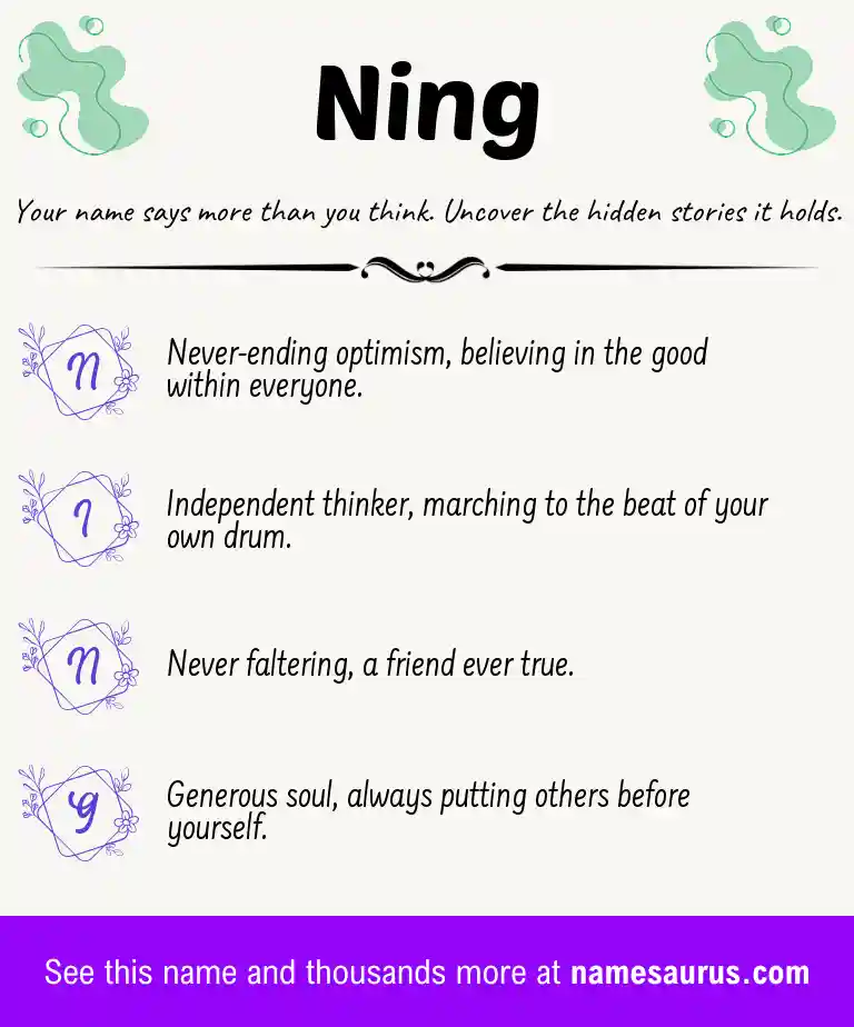 Acrostic poem about Ning.