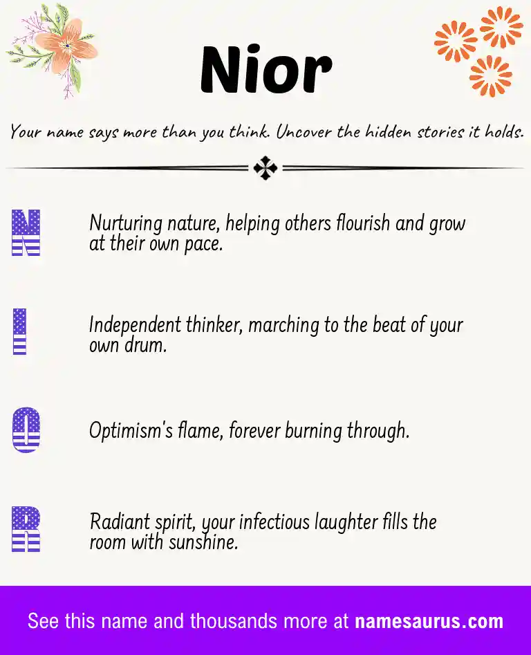 Acrostic poem about Nior.