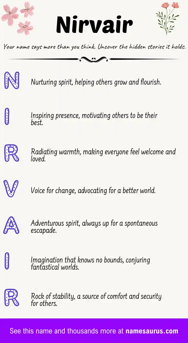 Acrostic poem about Nirvair.