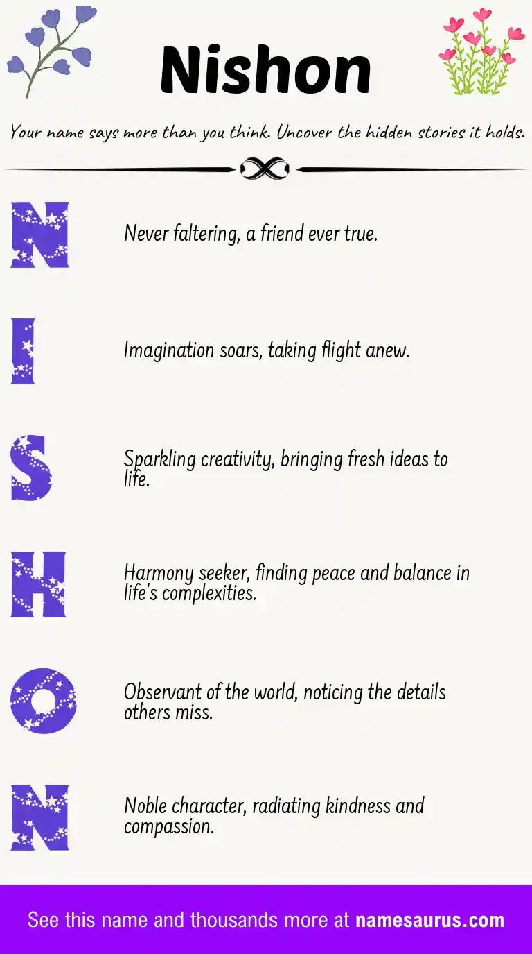 Acrostic poem about Nishon.