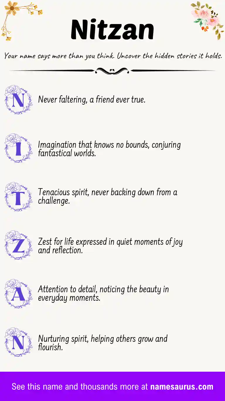Acrostic poem about Nitzan.