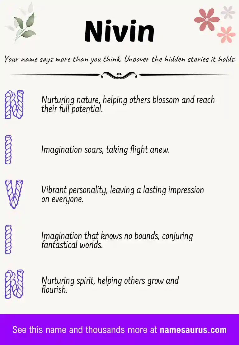 Acrostic poem about Nivin.