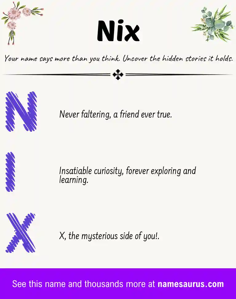Acrostic poem about Nix.