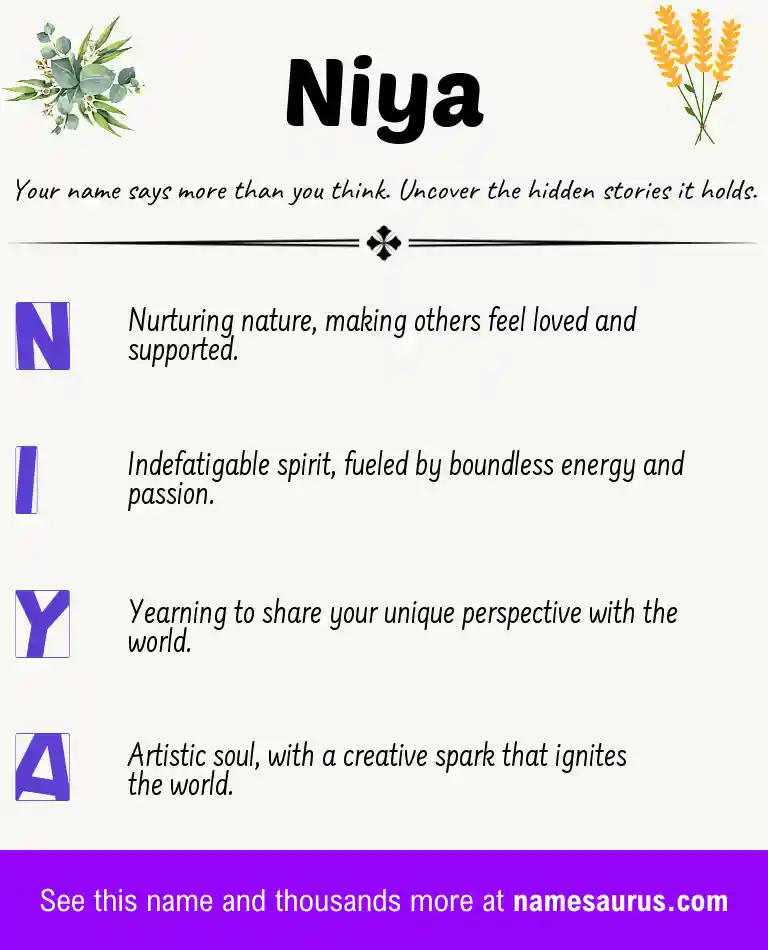 Acrostic poem about Niya.
