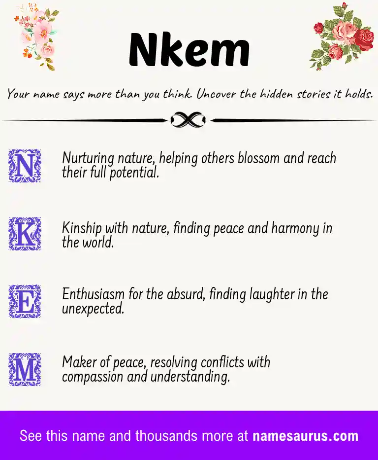 Acrostic poem about Nkem.