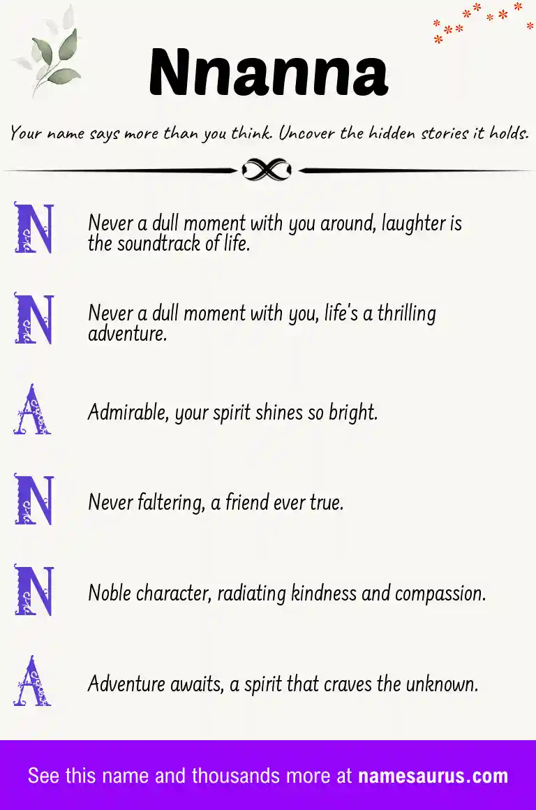 Acrostic poem about Nnanna.