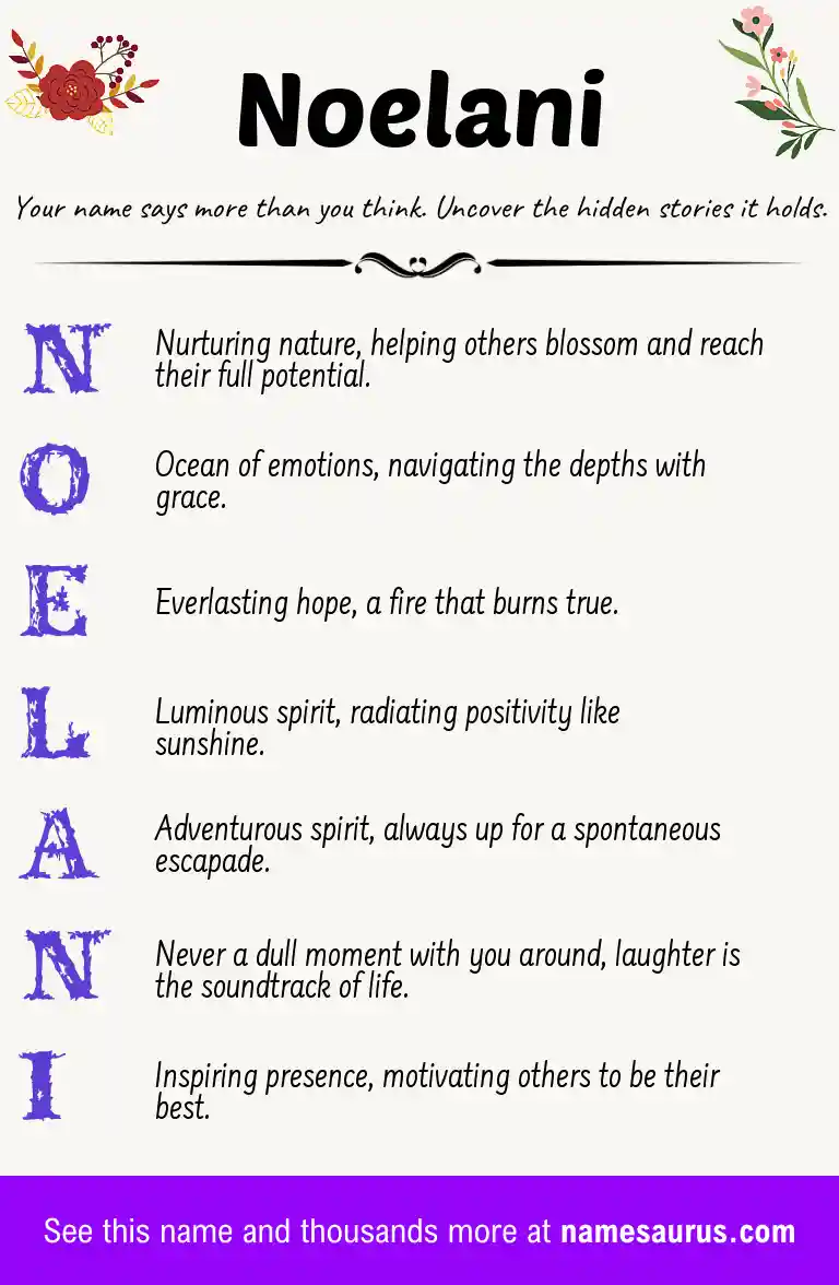 Acrostic poem about Noelani.