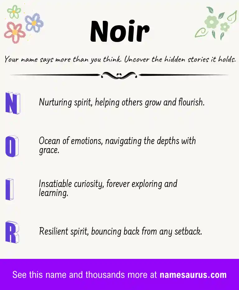 Acrostic poem about Noir.