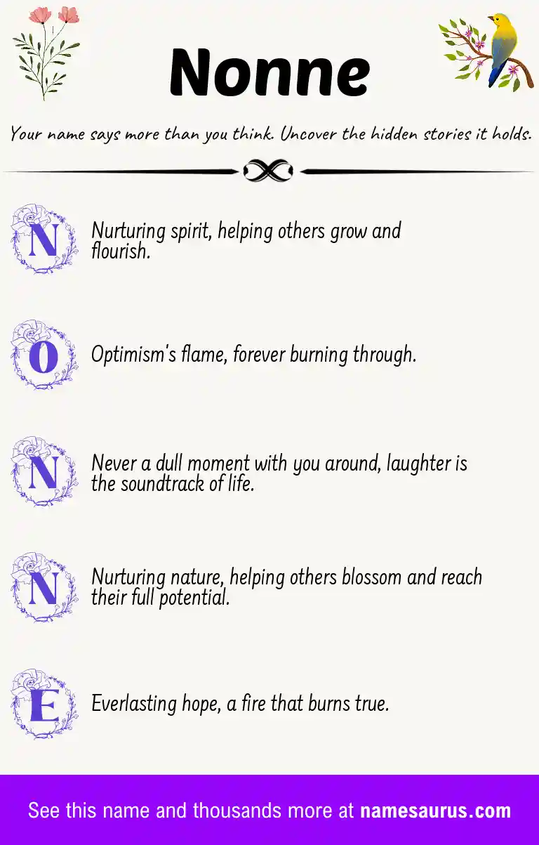 Acrostic poem about Nonne.