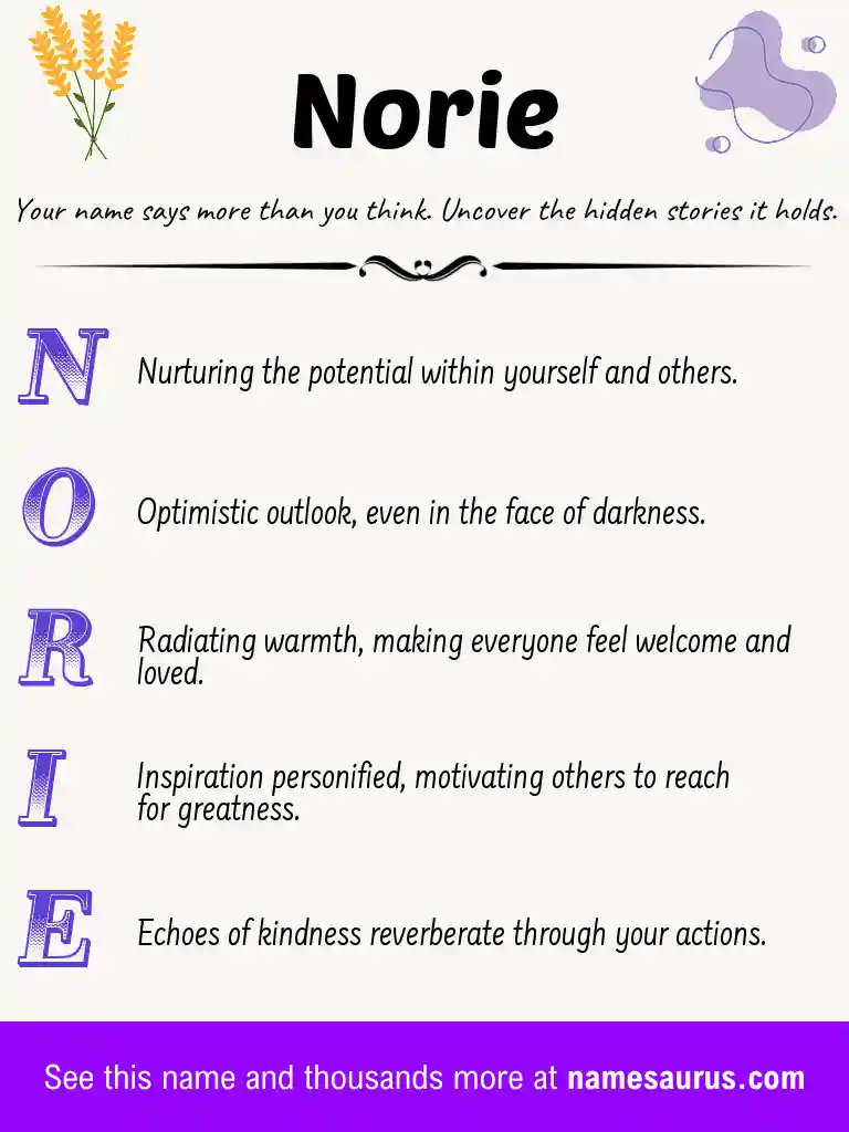 Acrostic poem about Norie.