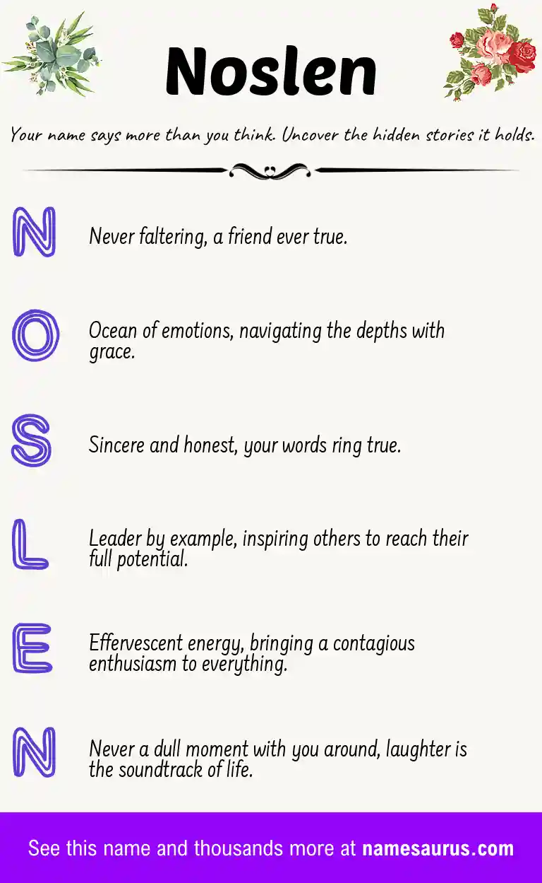 Acrostic poem about Noslen.