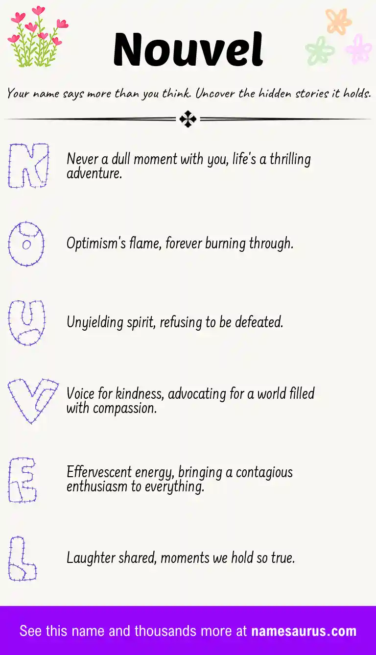 Acrostic poem about Nouvel.