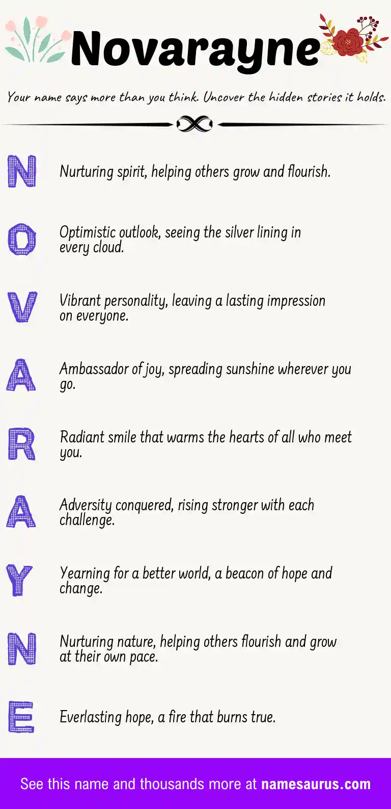 Acrostic poem about Novarayne.