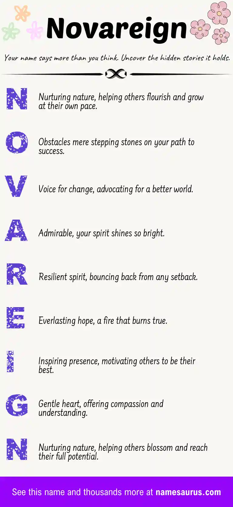 Acrostic poem about Novareign.