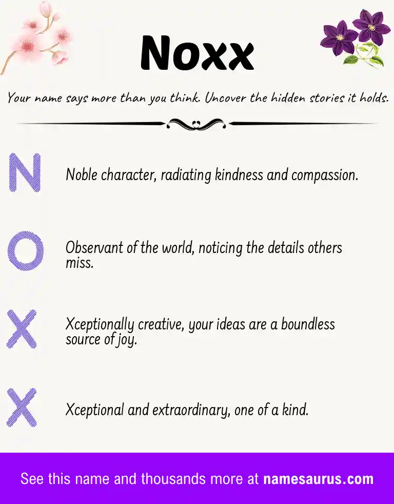 Acrostic poem about Noxx.