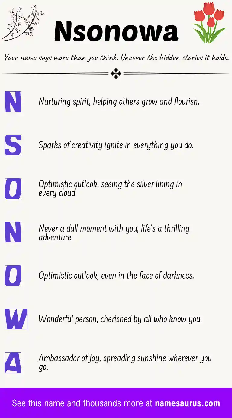 Acrostic poem about Nsonowa.