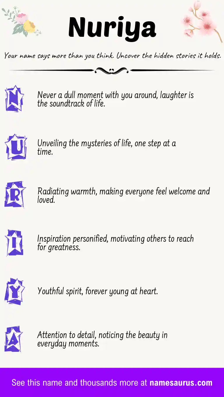 Acrostic poem about Nuriya.