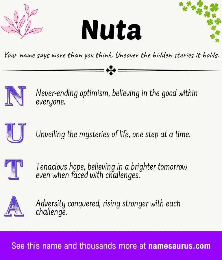 Acrostic poem about Nuta.